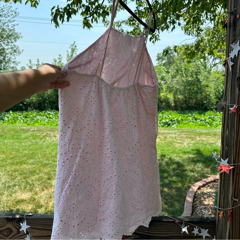 Urban Outfitters Kimchi Blue Pink strappy eyelet shift Dress size large - Picture 7 of 9